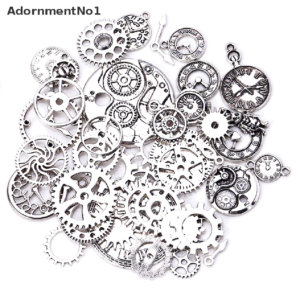 (AdornmentNo1) 40pcs Liontin Jam Bahan Metal Alloy Gaya Vintage / Steampunk Menarik Untuk Perhiasan DIY