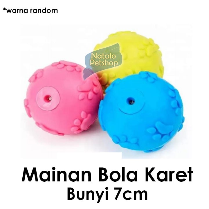 Mainan Bola Bunyi 7cm Karet Single Color Lucu Anjing Kucing Anak