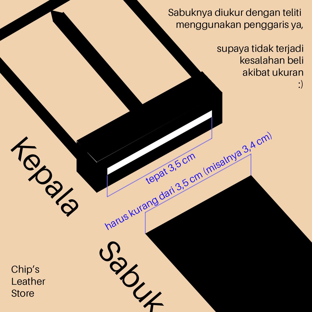 Kepala Ikat Pinggang Gesper Ukuran 3,5 cm