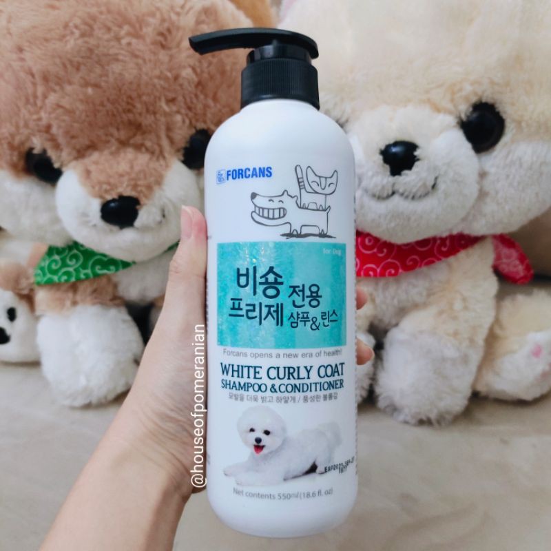 forbis white curly coat shampoo conditioner dog anjing bulu putih keriting bichon poodle