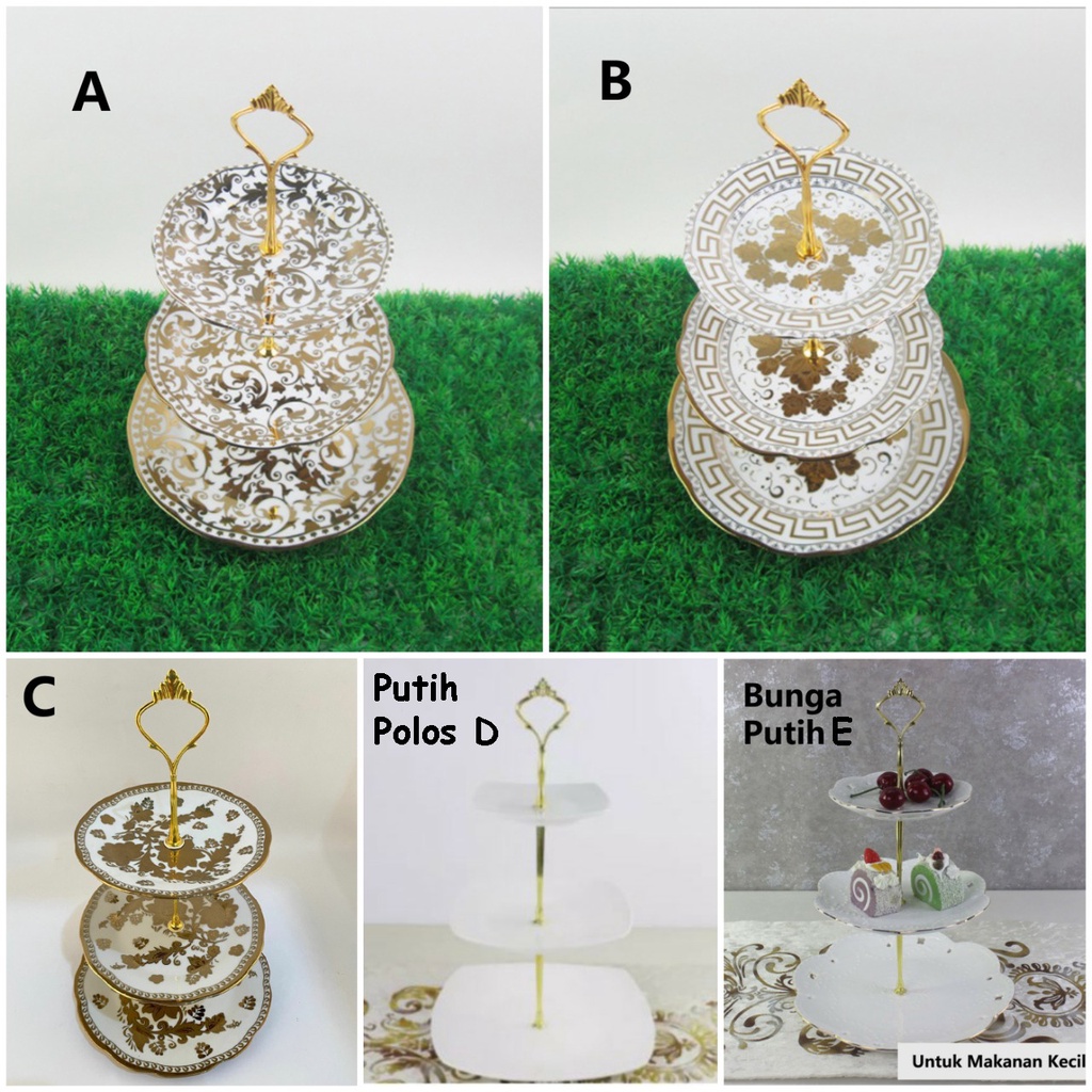 Keramik Piring Susun 3 dan Piring Susun 2 untuk tempat buah kue permen atau PIRING KERAMIK MOTIF