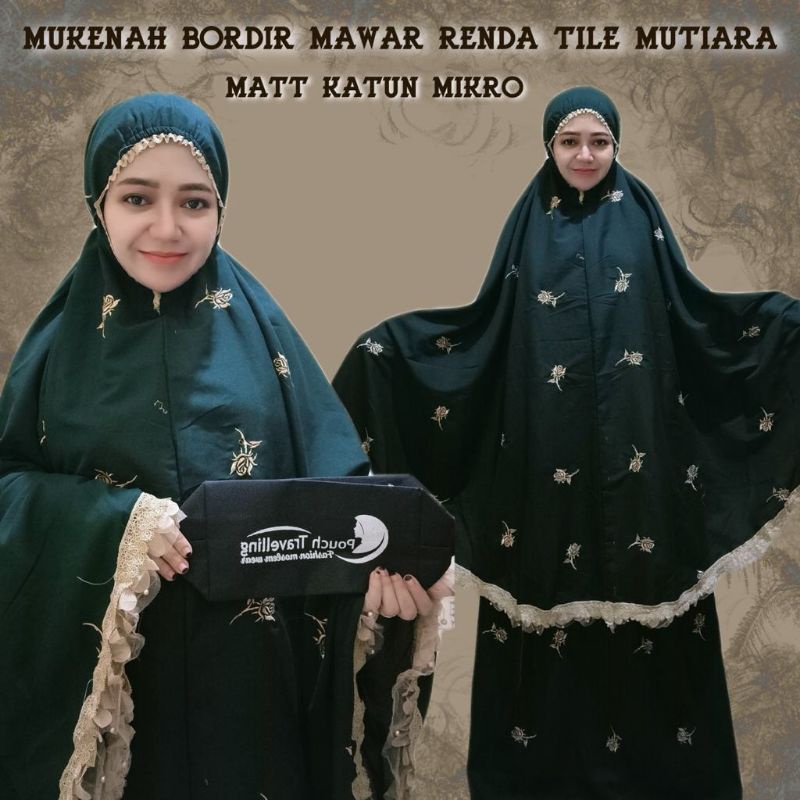 MUKENA MIKRO BORDIR MAWAR RENDA TILE MUTIARA