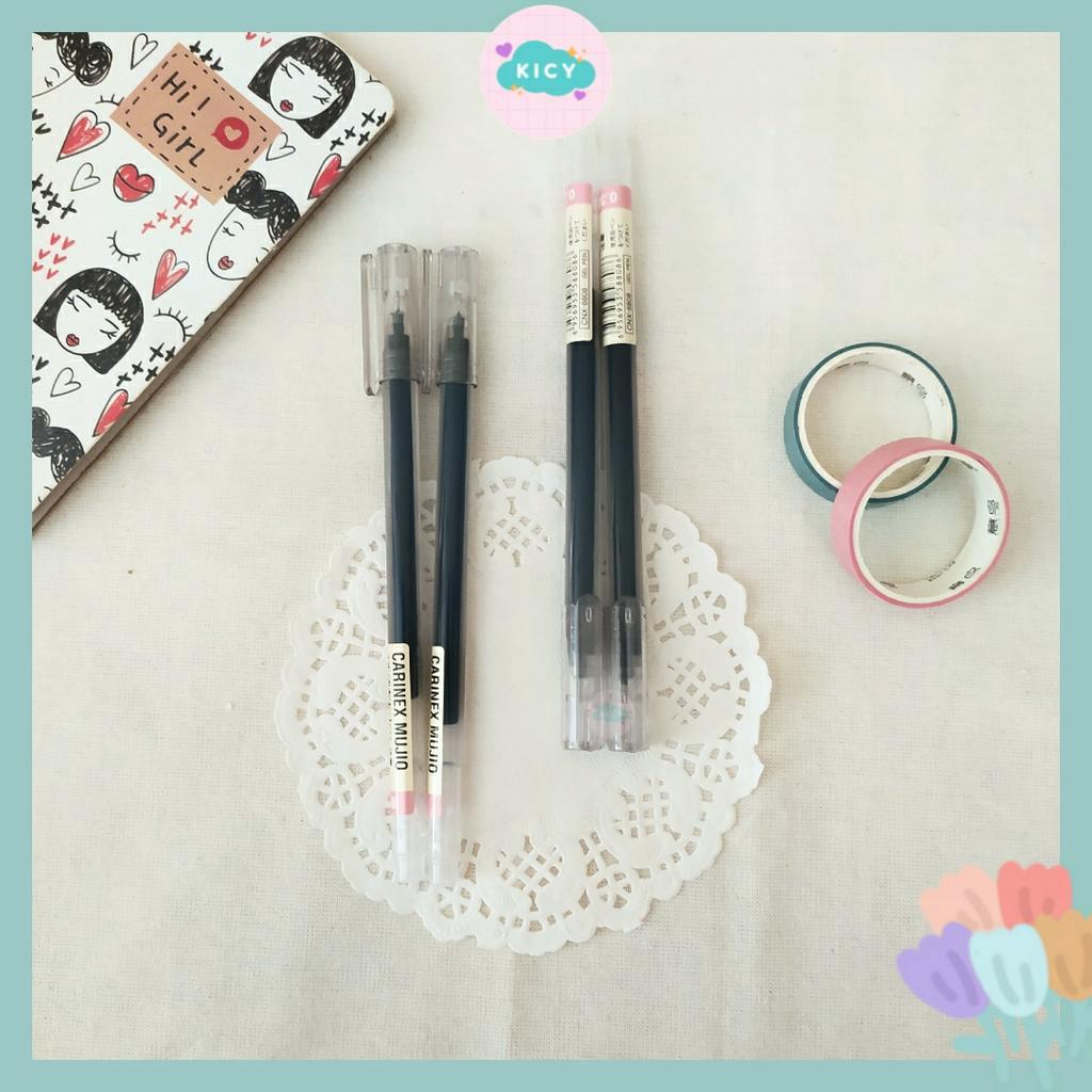 

[KICY] 1 Pc Pulpen Gel 0.38 CARINEX MUJIO Pulpen Cair Tinta Hitam // Duoe Muj* Slim //