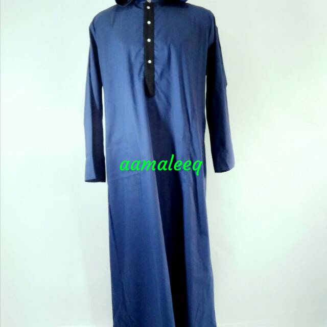 Gamis jubah pria dewasa kupluk biru dongker