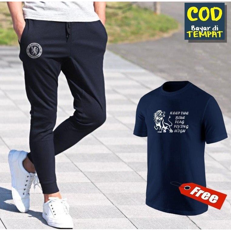 CELANA TRAINING JOGGER PANJANG BOLA CHELSEA FREE KAOS