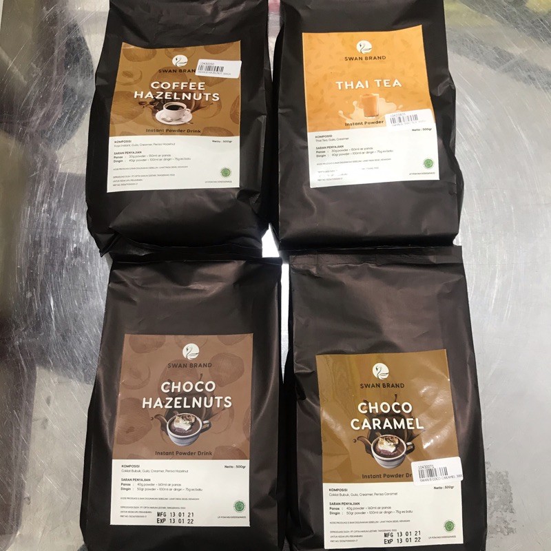 

BUBUK MINUMAN SWAN BRAND 500gr / COFEE HAZELNUT / THAI TEA / CHOCO HAZELNUT / CHOCO CARAMEL