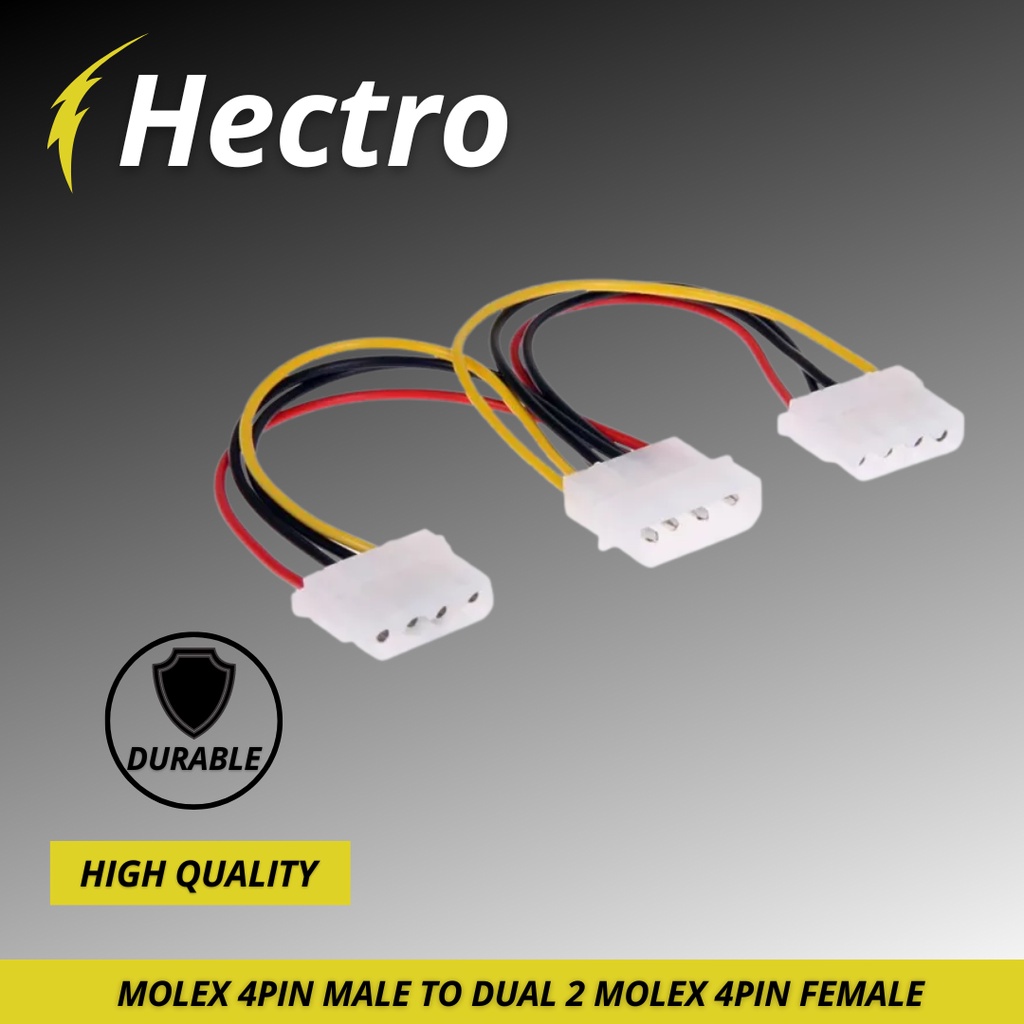 HECTRO Kabel Power Molex 4pin male to Dual Molex 4pin Female Extension