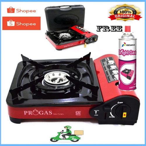 PAKET Kompor Gas Portable Progas 2in1 FREE GAS KALENG NEW PROMO