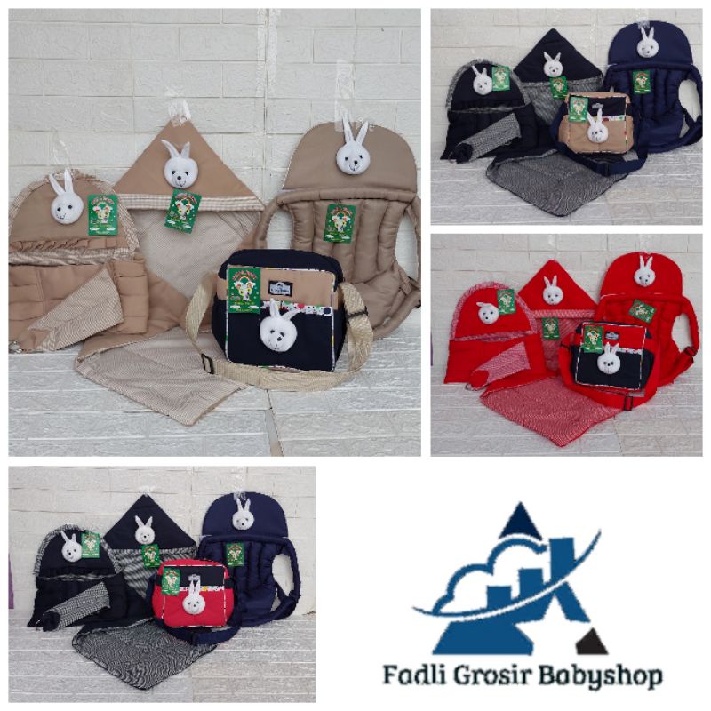 Paket Hemat 4in1 Tas Bayi Gendongan Selimut Kelinci