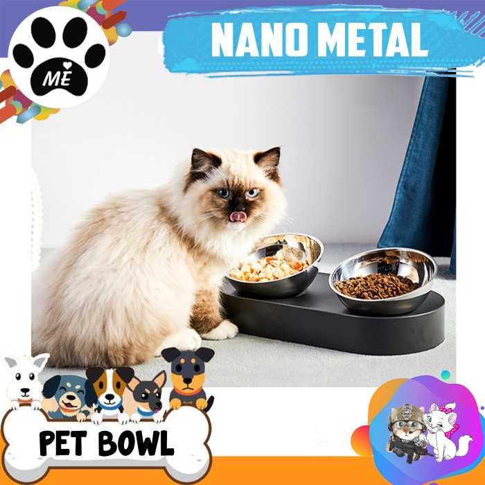 Pet Bowl &quot;NANO METAL DOUBLE STAINLESS&quot; Tempat Makan Minum Hewan