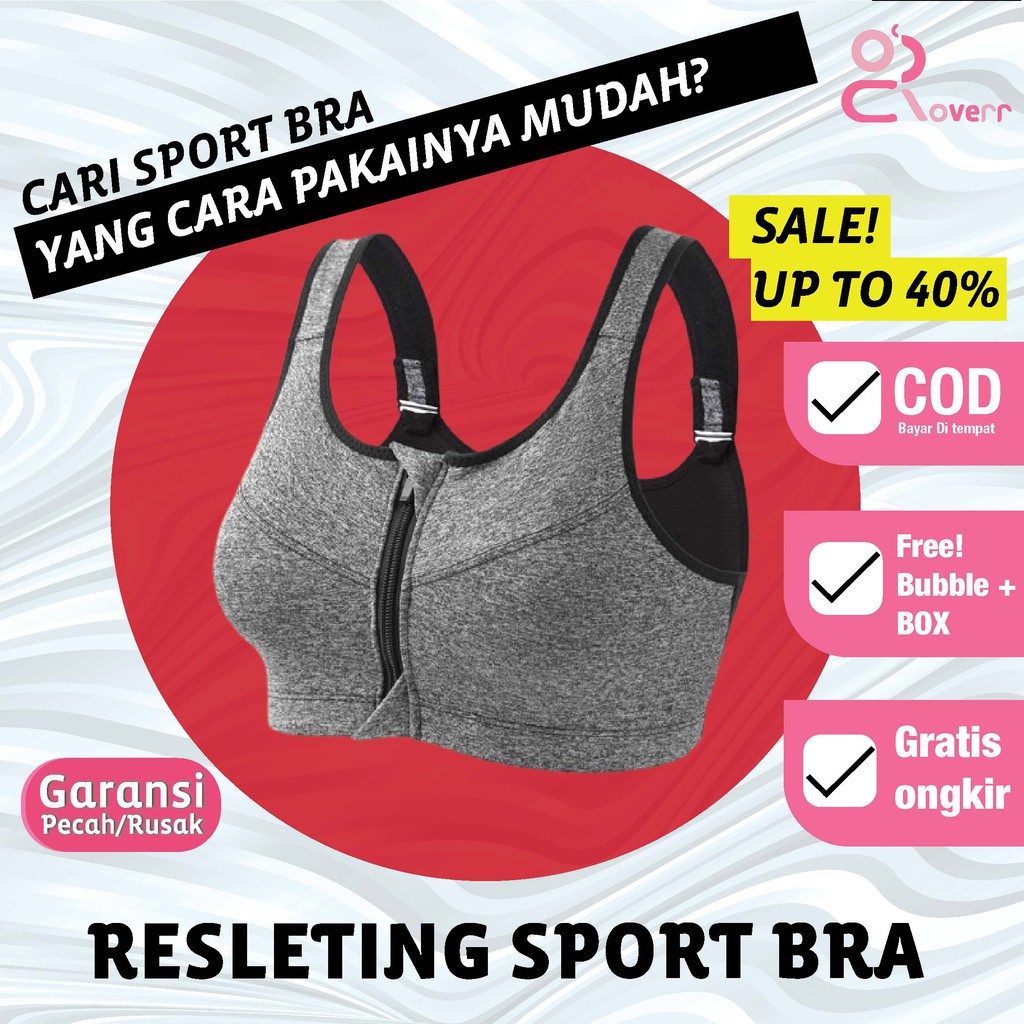 GSP Sport Bra BH Senam Yoga BH GYM Fitness Olahraga Bra Zipper Resleting Depan Pakaian Dalam Wanita