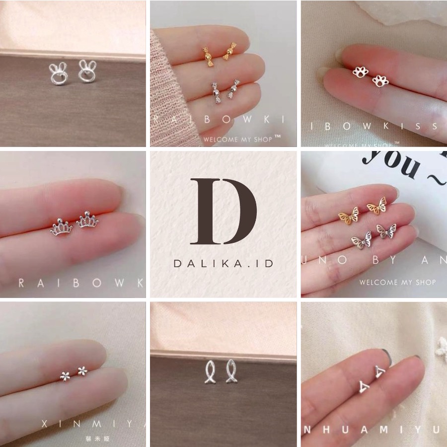 Anting Tusuk Mini Korea Lucu Imut Silver Minimalis Simple Untuk Wanita Fashion Aksesoris Dalika