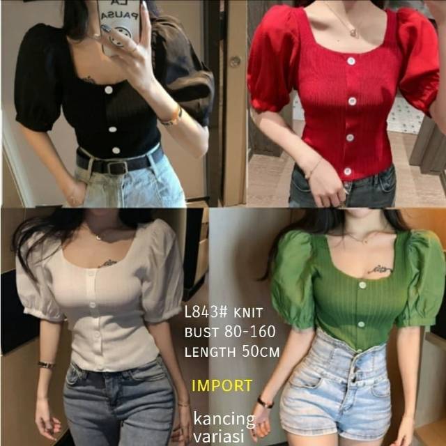 Blouse tangan balon blouse rajut import