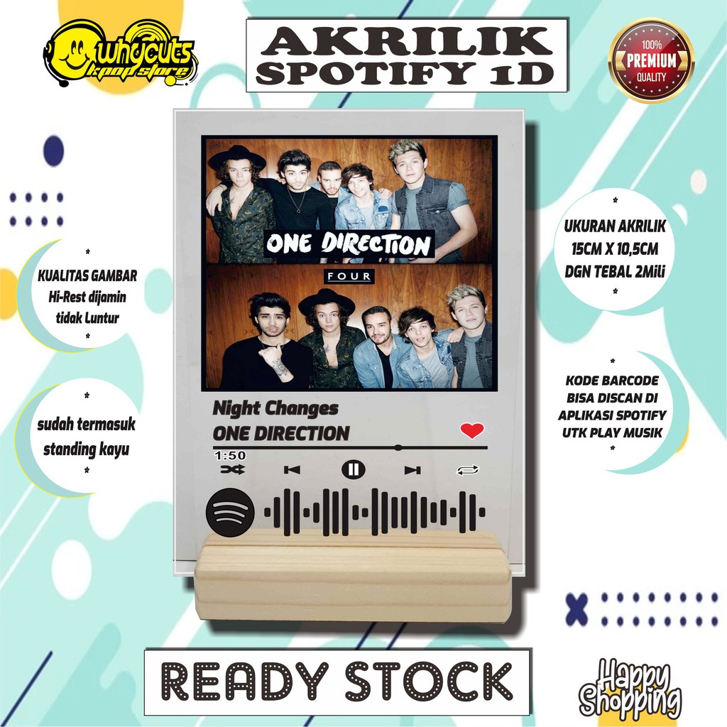 AKRILIK SPOTIFY ONE DIRECTION (READY STOK)