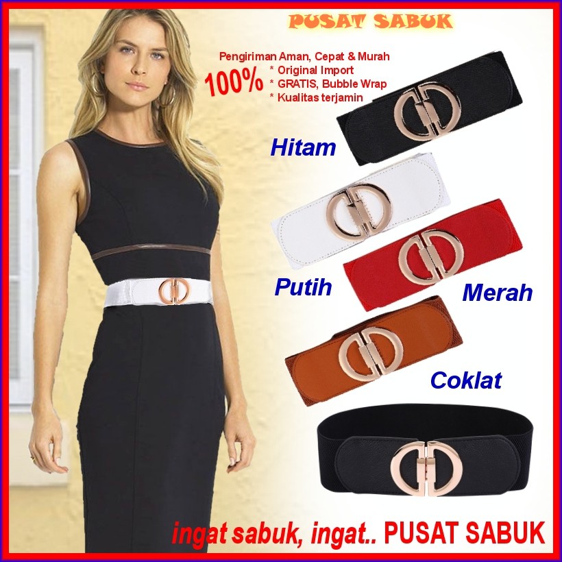 Sabuk Obi Karet Belt Ikat Pinggang Wanita Fashion Gesper Cewek Oby Korea Polos Murah Aksesoris