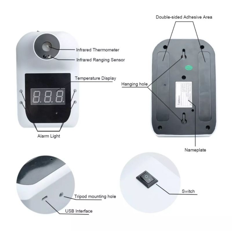 Thermometer  K3 Dinding Wall Infrared Non Contact