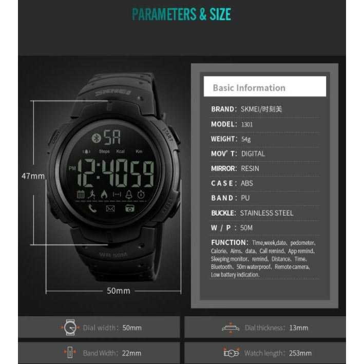 SKMEI Jam Tangan Olahraga Smartwatch Bluetooth JT 63 Jam Tangan Waterproof Terbaru Unik Multifungsi