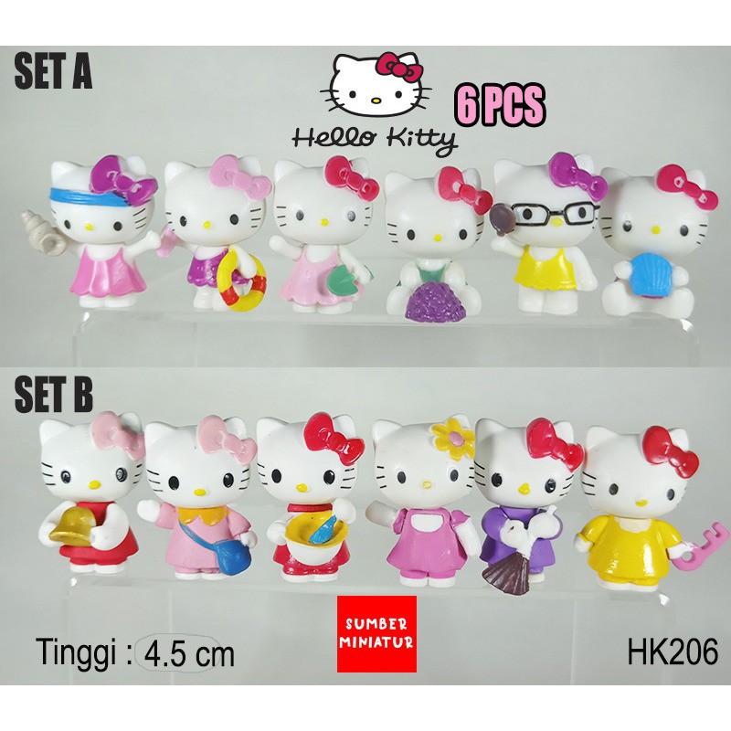 Hello Kitty 6 pcs Set Figure Pajangan Hellokitty