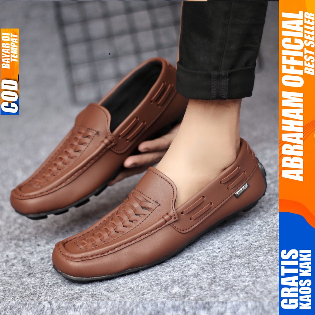 ABRHM x MORIZ Sepatu Casual Slip on Santai Kulit Sintetis Slop Cowok Anti Slip Ori