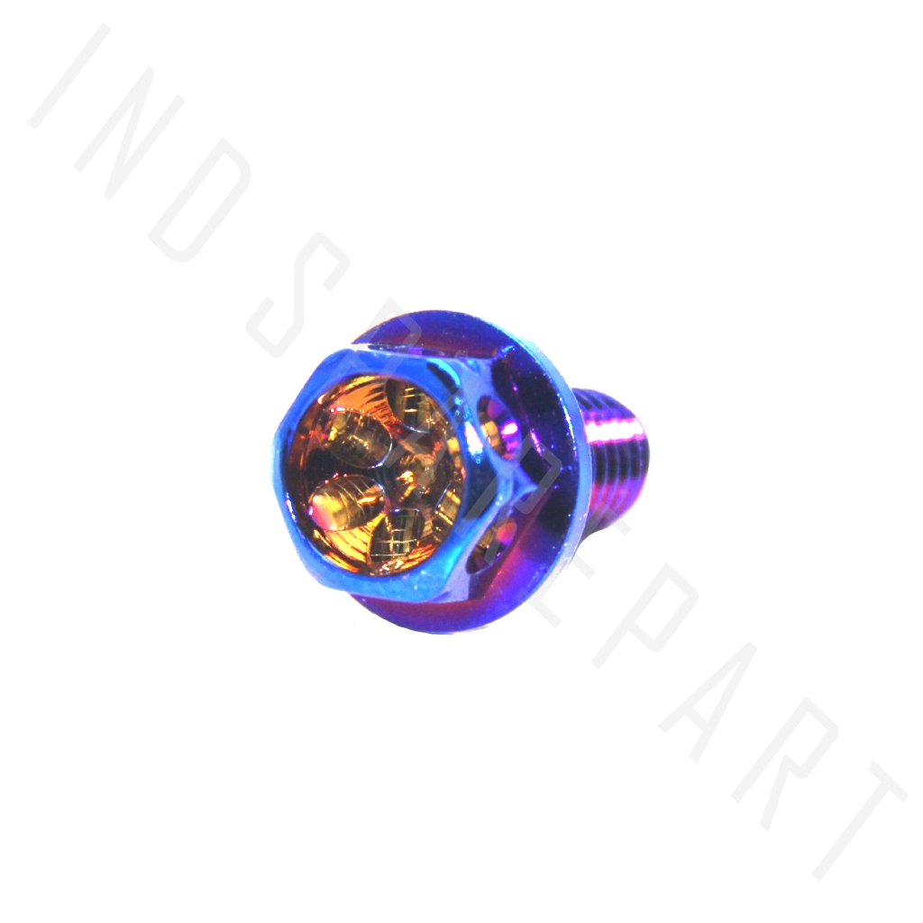 Baut-Baud Probolt Blue-Biru M8x15-8x15 Flower Tutup Oli Gardan Honda Spacy Karbu Lama-FI-F1