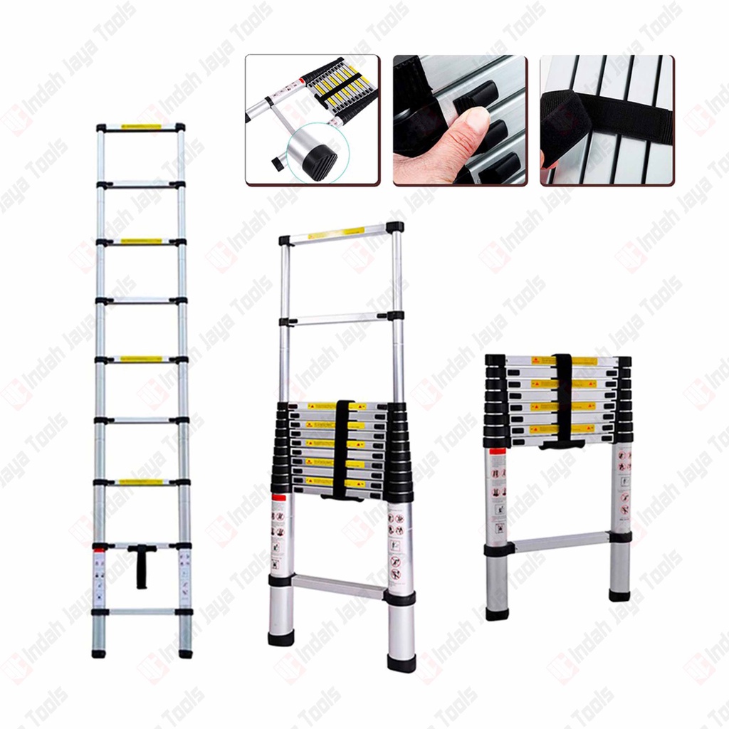 Tangga Teleskopik Single 3.8 M - Lipat Alumunium Telescopic Ladder