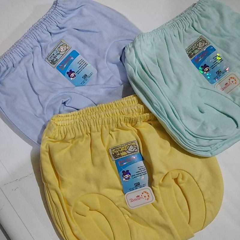 Celana pop kacamata bayi 3 pc warna polos 6 - 12m