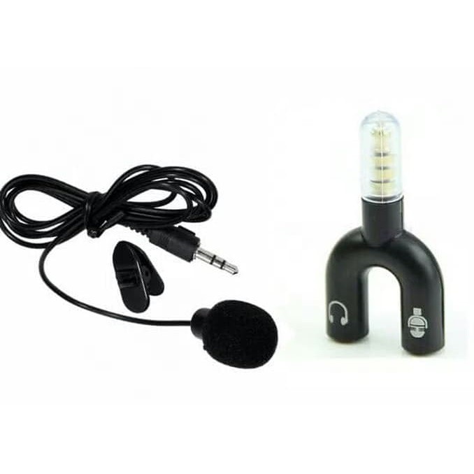 Paket komplit Mic Clip On + Spliter U/ Microphone eksternal for Handphone/Laptop