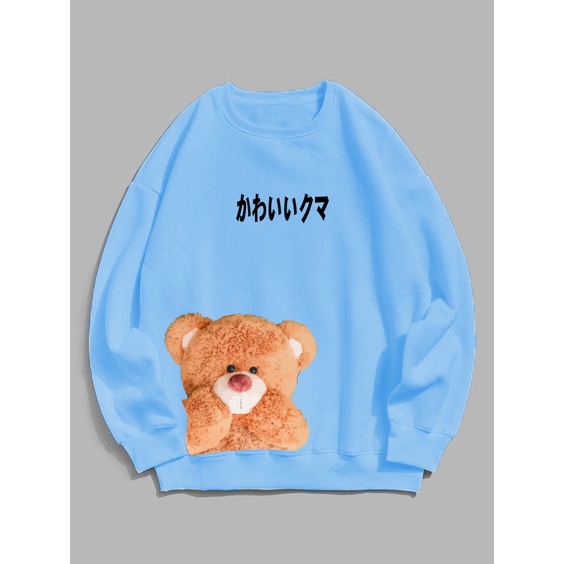 Sweater Wanita Coral Bear Crewneck wanita size M-XXL