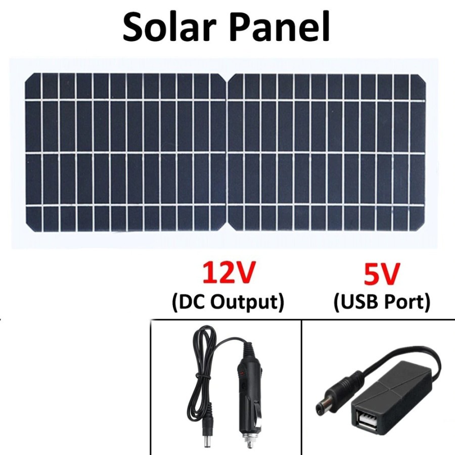 Charger Solar Panel Portable 50W + DC USB Output Port - BO37 - Black