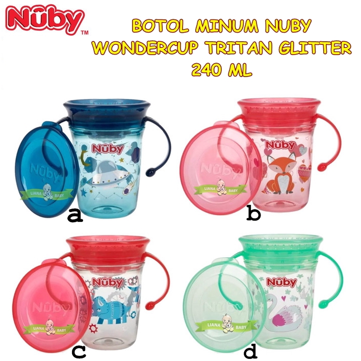 BOSU262 GELAS MINUM NUBY WONDER CUP TRITAN GLITTER 240 ML