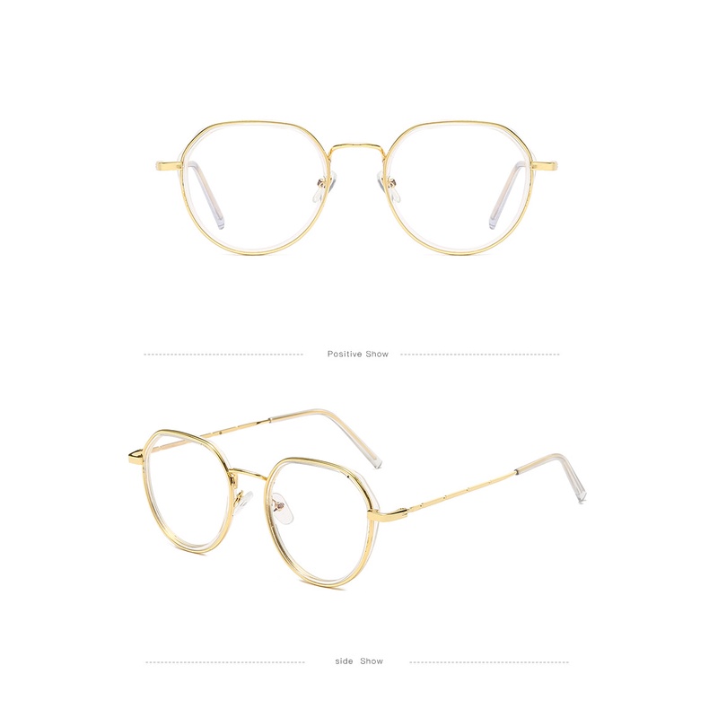 Frame Kacamata Fashion Wanita Anti Radiasi Korean Kaca Mata Radiasi Bulat Eyeglasses-Won