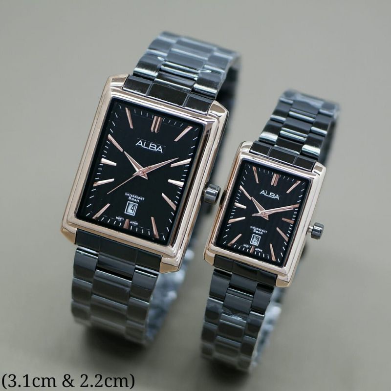 (COD) JAM TANGAN CAUPLE ALBA TANGAL AKTIV RANTAI STAINLESS  WATER