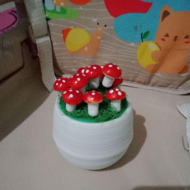 Hiasan Jamur Mini Pot + Jamur/ Bunga Plastik / Bunga Artificial / Hiasan Shabby / Home Decor