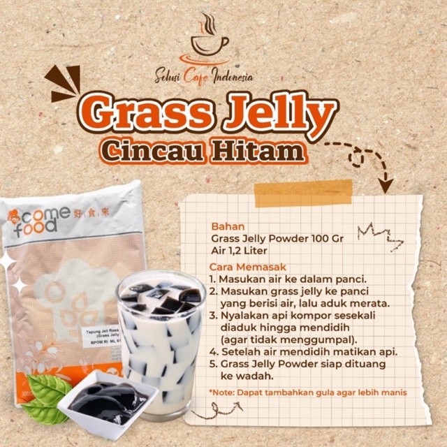 

Bubuk Comefood Grass Jelly Instan Cincau Hitam 1 Kg untuk Cappucino Cincau Station Solusi Cafe Indonesia