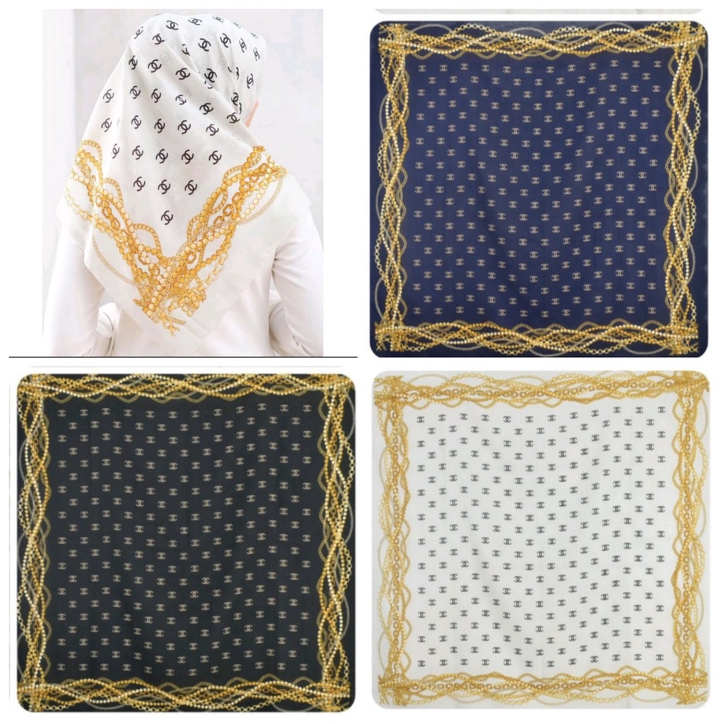 Hijab Segiempat Voal Motif (C.H.H.A.N.E.L SERIES)