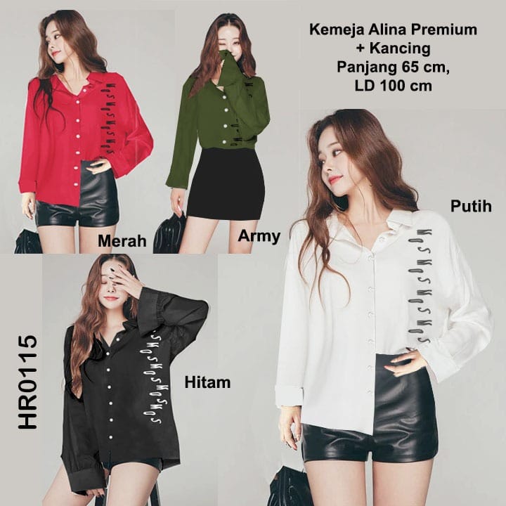 HR0115 Kemeja Alina Premium plus kancing stretch / Kemeja / atasan kemeja / kemeja korean