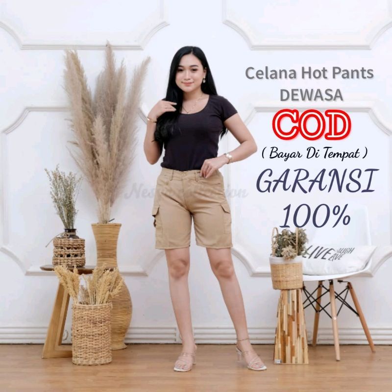 Celana Hotpant cargo cewek korean style// celana pendek wanita kekinian