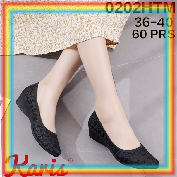 0202-3 Sepatu Jinjit 5cm Wanita Karis Wedges Jelly Shoes Cewek Sekolah Kuliah Kerja Casual