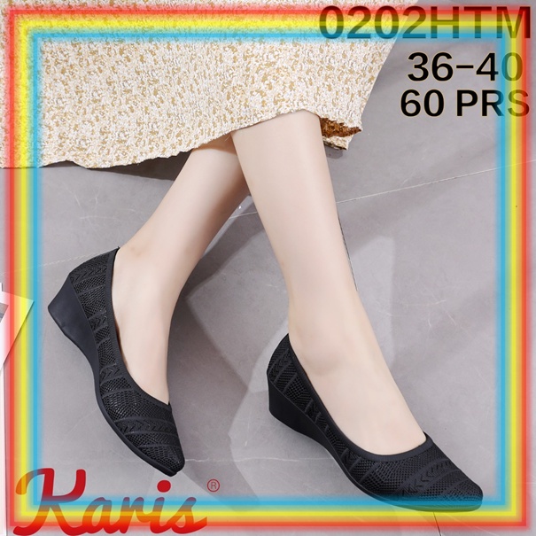 0202-3 Sepatu Jinjit 5cm Wanita Karis Wedges Jelly Shoes Cewek Sekolah Kuliah Kerja Casual