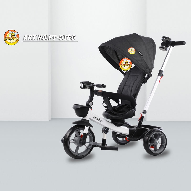 Sepeda Anak Bayi Balita Dorong Roda 3 Tricycle Pacific PC5166 Kursi Bisa Berputar-Black