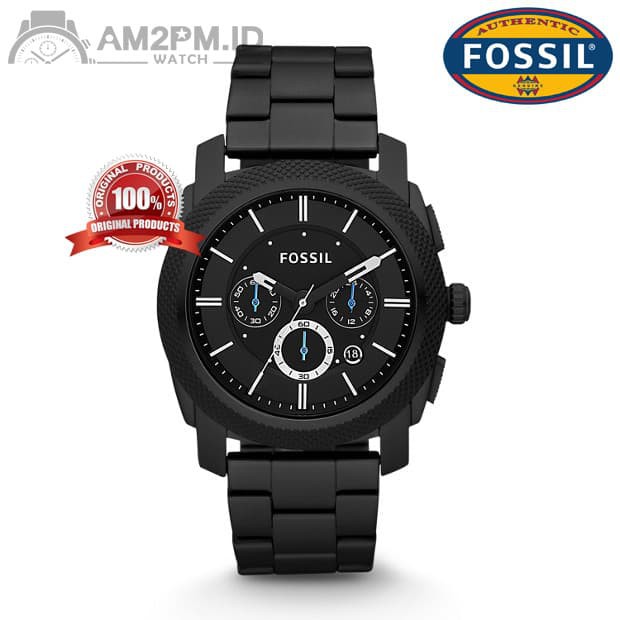Suplier Jam Tangan Fossil Machine Chrono Black Steel FS4552P Original