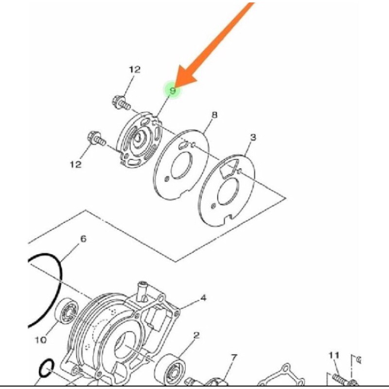 PLAT WATER PUMP JUPITER MX VIXION R15 V2 XABRE ASLI ORI YAMAHA 1S7 E1952 02