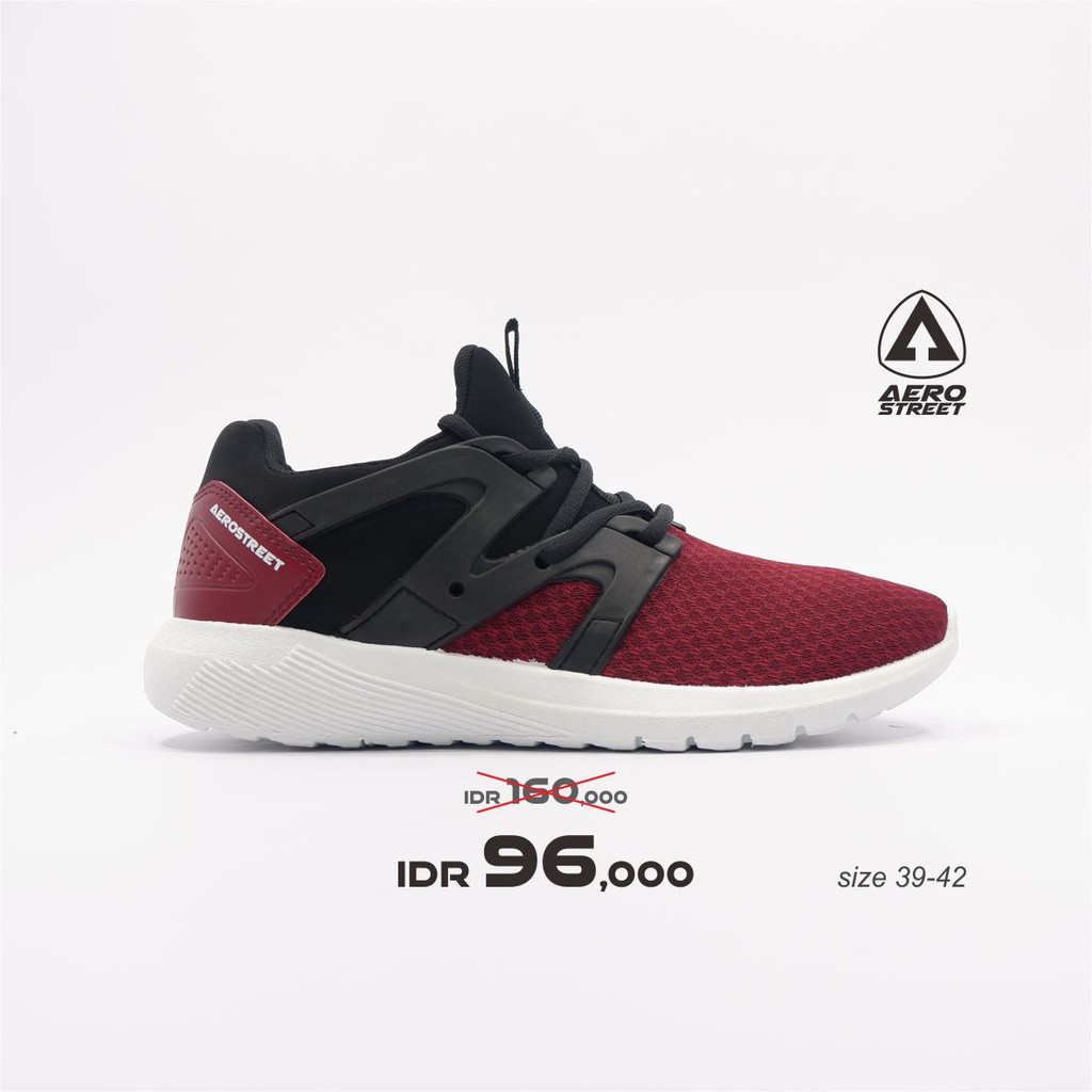 Aerostreet 39-42 Astroride Maroon Hitam - Sepatu Sneakers