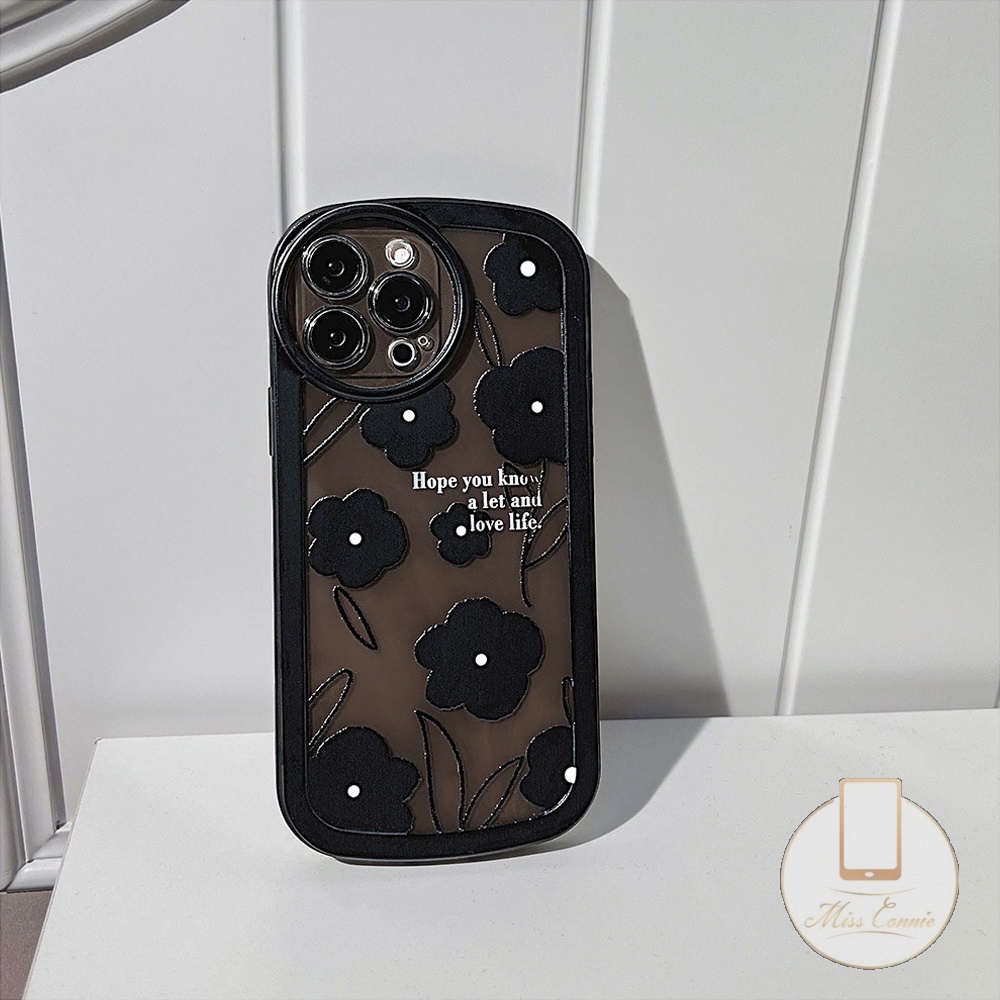 Casing Soft Case TPU Motif Bunga Hitam Untuk Redmi 9 / 10 / 9A / 9T / 10C / 10A / 9C / Note 11 / 10s / Note 10Pro / 11Pro / Note 8pro / 9s