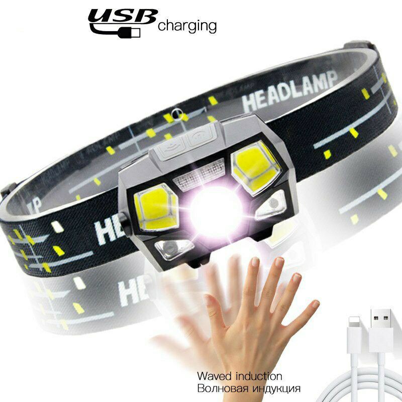 TaffLED Senter Kepala LED Headlamp Rechargeable Motion Sensor Cas Ulang USB BL066