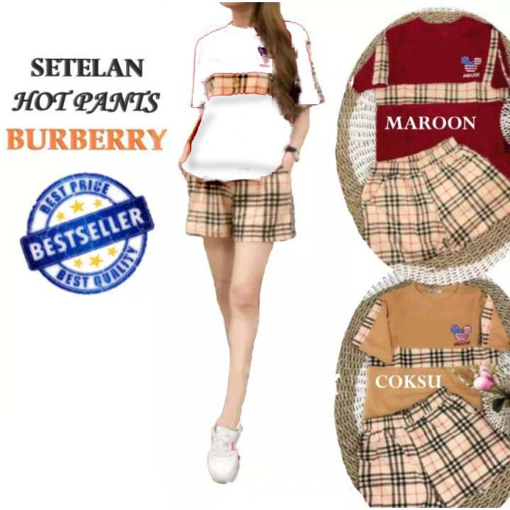 LVB Setelan Kasual Wanita/Celana Pendek/Baju Kaos Wanita/BERRY HOT PANTS Uk.L-XL-XXL-3XL BERRY M