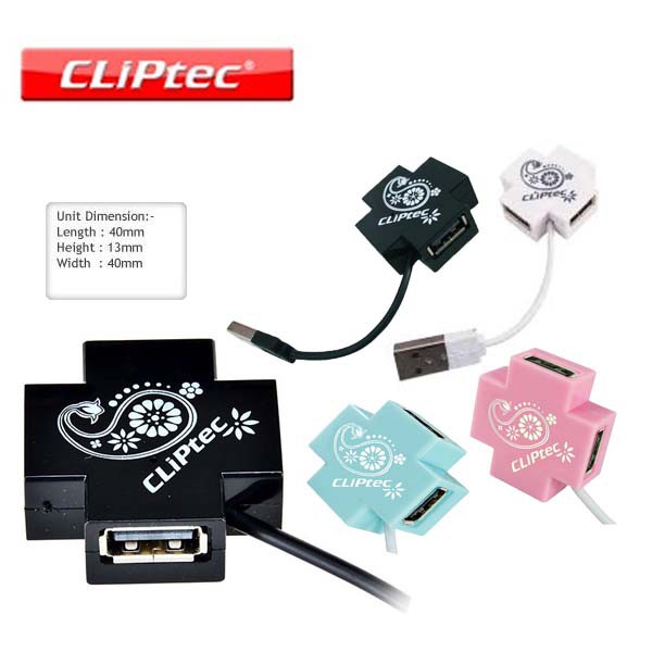 Cliptec USB HUB 2.0 4PORT Mini-Xcross RZH209