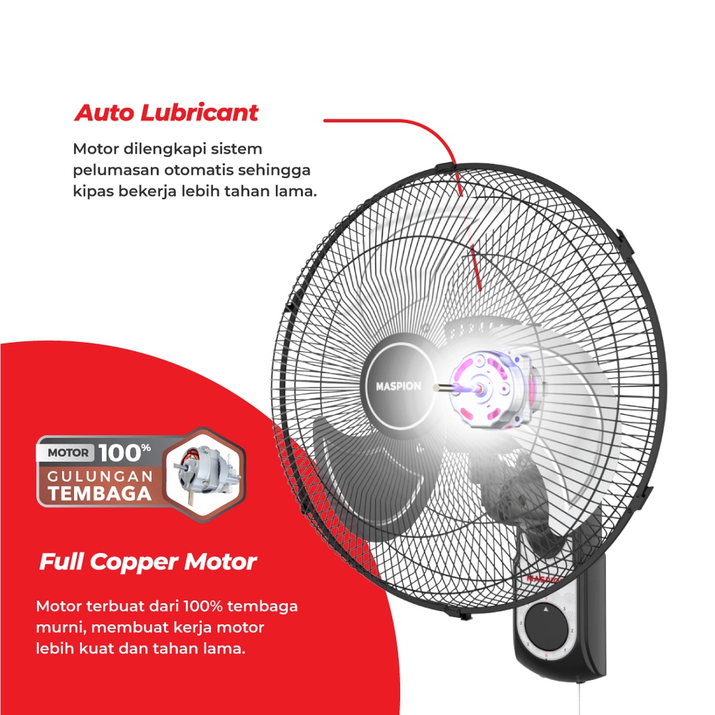 MASPION WALL FAN MWF 1609 K KIPAS ANGIN DINDING 16 INCH