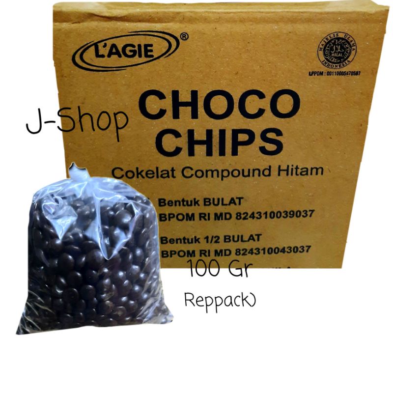 

COKELAT CHIPS 100GR/CHOCO CHIPS L'AGIE COUMPOUND HITAM