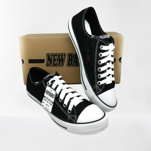 SEPATU SEKOLAH NEW BASKET PENDEK HITAM PUTIH
